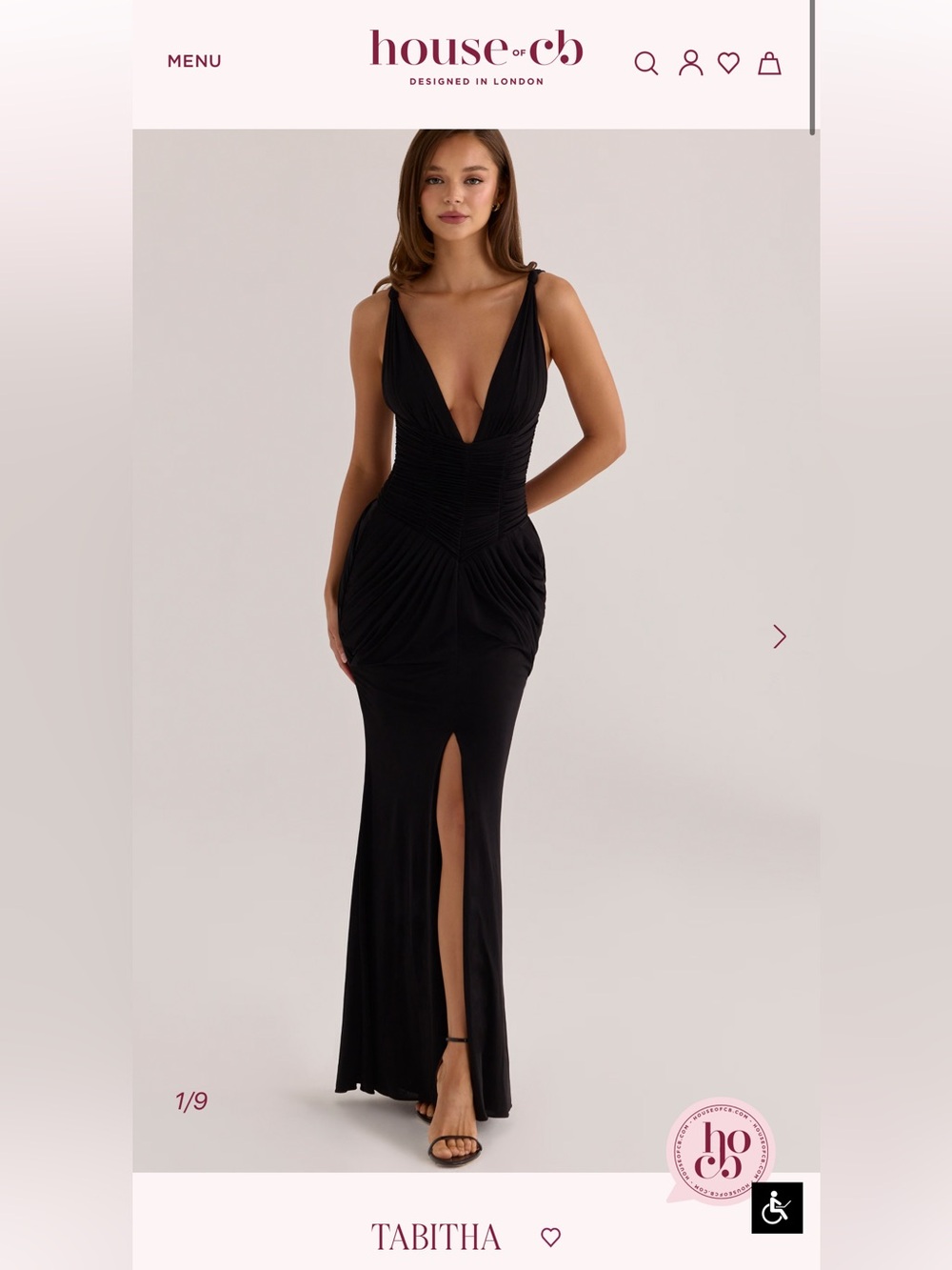 House of CB Tabitha Black Plunging V-Neck Evening Gown